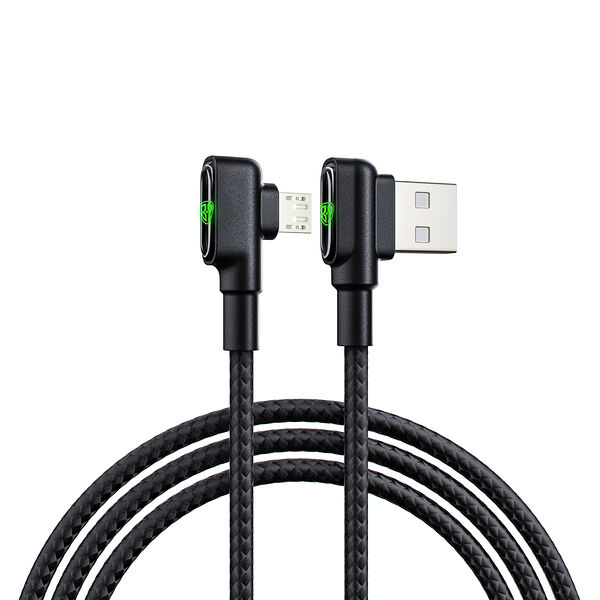By кабель для зарядки l-shape micro usb, 1м, 3a, быстрая зарядка qc 3.0, черный