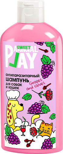 Шампунь для собак и кошек антипаразитарный Sweet animal Play Виноград и гвоздика 300 мл