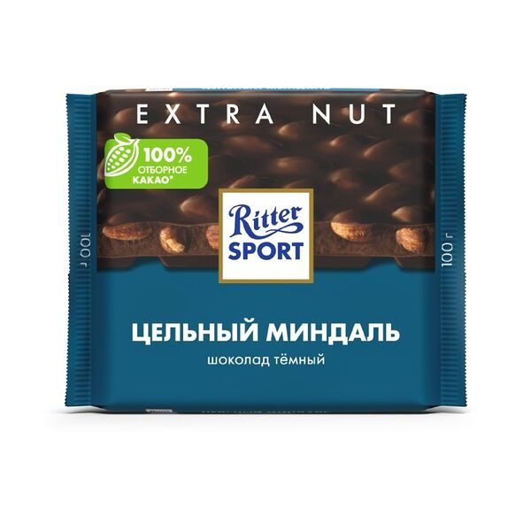 Шоколад тёмный Ritter Sport Цельный миндаль 100 г