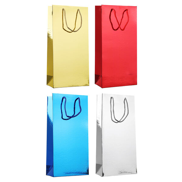 Пакет подарочный, вензеля, высококачественная бумага, тиснение фольгой, 17х35х9 см, 4 цвета в ассортименте