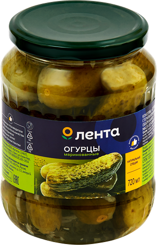 Огурцы маринованные ЛЕНТА, 720 мл