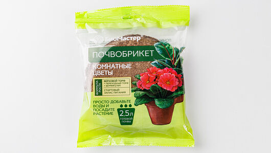 Почвобрикет БиоМастер Комнатные цветы 2,5 литра круглый G-BM-64