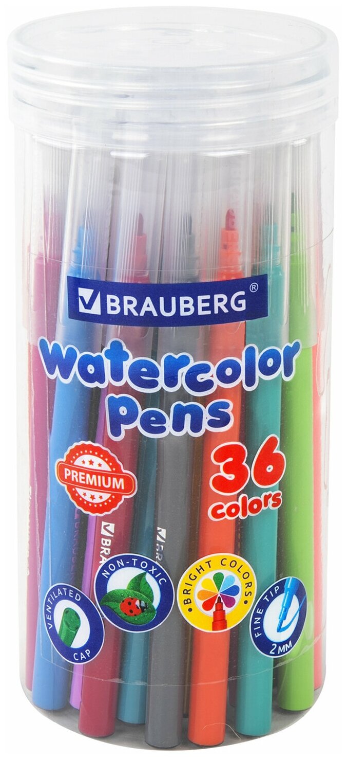 

Фломастеры BRAUBERG Premium классические, 36 цветов