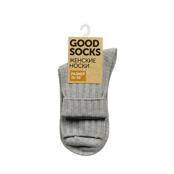 Женские однотонные носки Good Socks Лапша, без резинки, серые, р.35-39