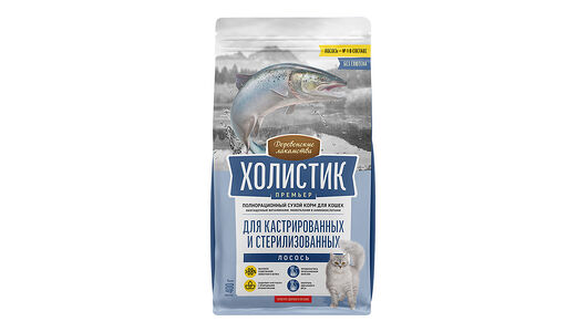 Сухой корм для стерилизованных кошек и котов Деревенские лакомства Холистик Премьер с лососем