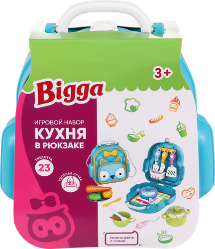 

Набор игровой Bigga Кухня, в рюкзаке, 23 предмета