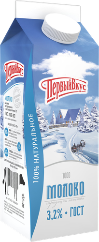 

Молоко Первый вкус пастеризованное 3.2% 1 л