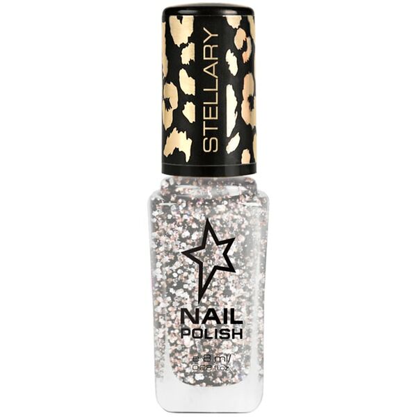 Лак для ногтей Stellary Nail polish тон 120 черно-серебристый с блестками 8мл