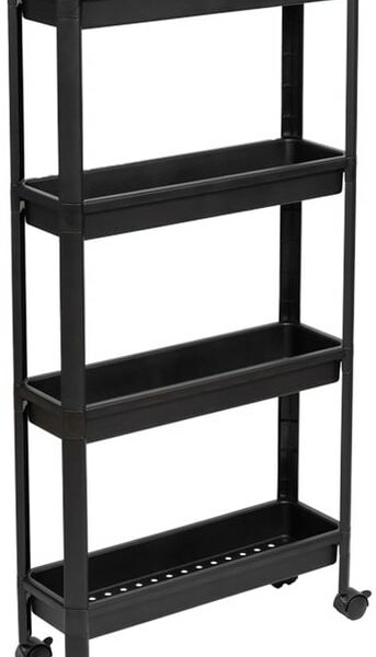 Этажерка Violet Vikea узкая 4-х ярусная на колесах черная