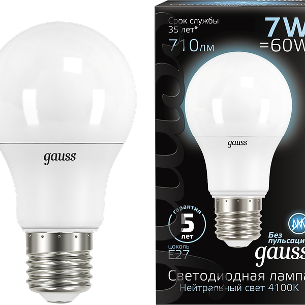 Лампа светодиодная Gauss Black груша 7Вт Е27 