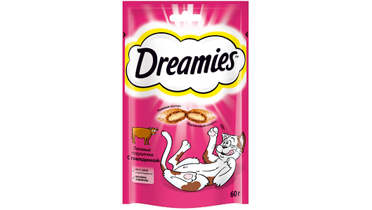 Лакомство для кошек Dreamies Говядина подушечки 60г