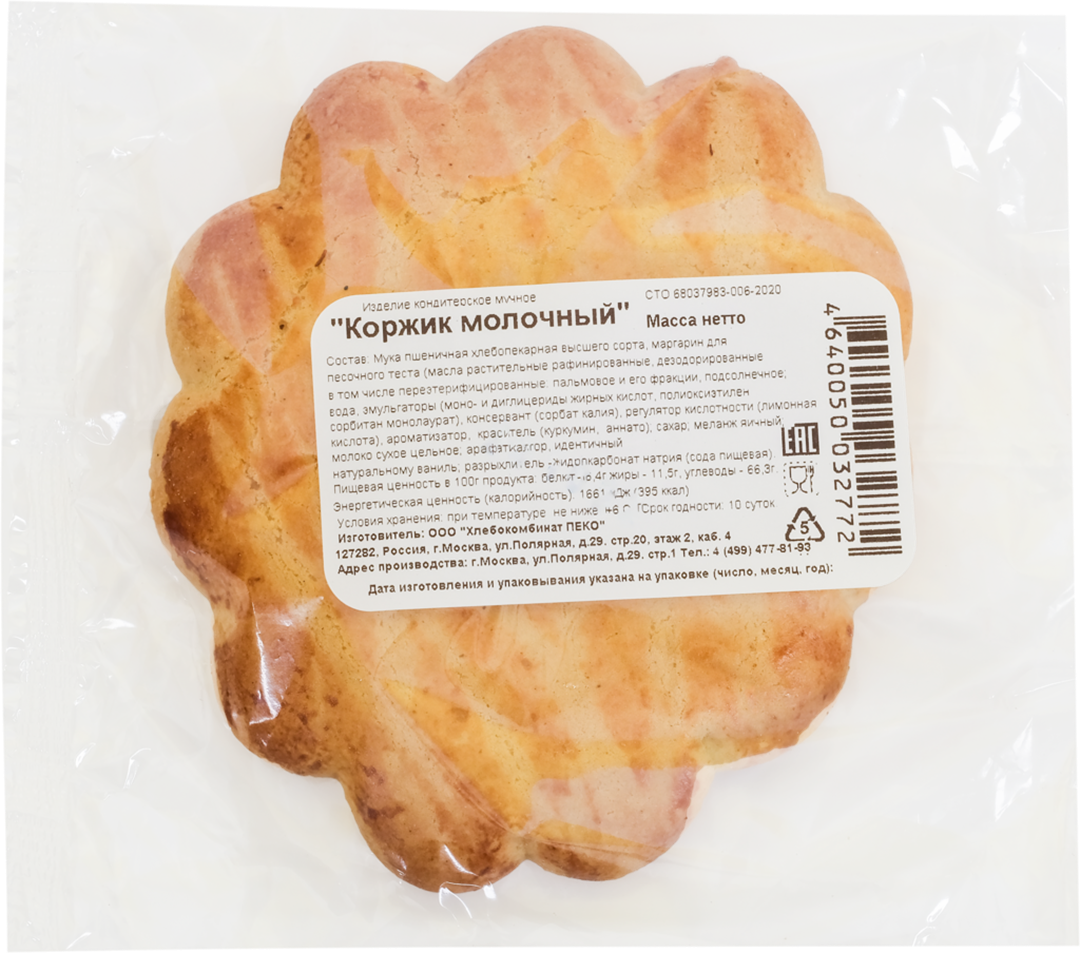 

Корж Хлебокомбинат Пеко Молочный 100 г