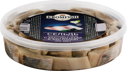 

Сельдь Kromfish К застолью филе-кусочки в масле с маслинами 320 г