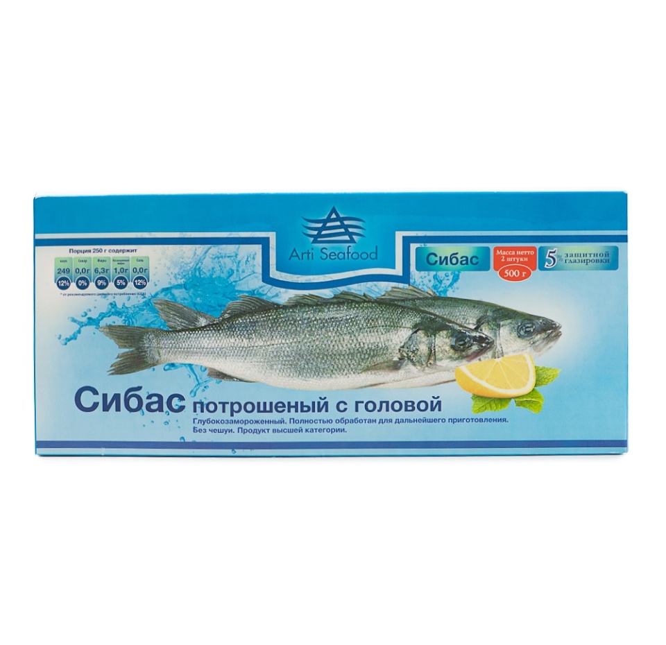 

Сибас Seafood Line ПСГ глазурь 5% 500 г, Россия