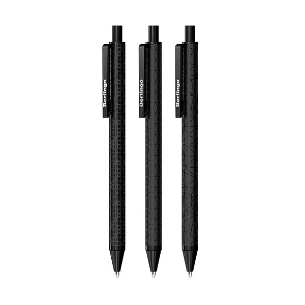 Ручка шариковая автоматическая Berlingo DoubleBlack синяя, в ассортименте 1 шт