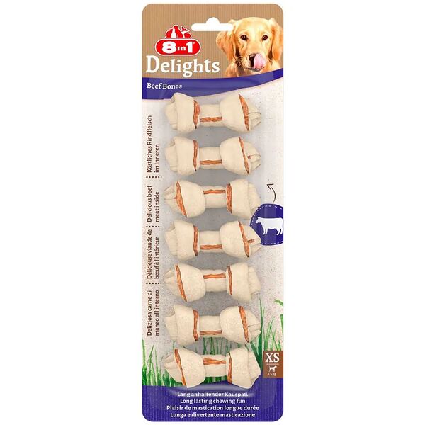 8in1 Delights Beef XS косточки с говядиной для мелких собак (7.5 см.) Говядина, 7 шт.
