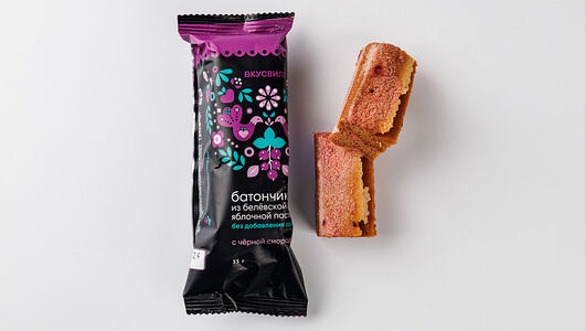 Батончик из белевской яблочной пастилы с черной смородиной 35г