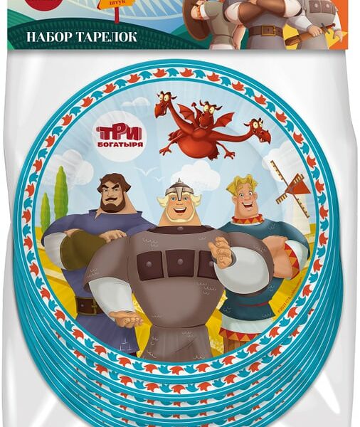 Набор бумажных тарелок ND Play Три Богатыря 18см 6шт
