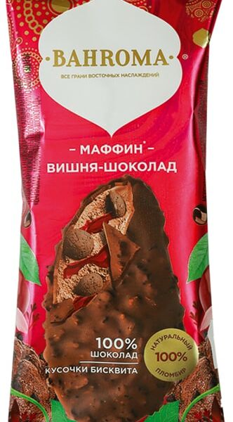 Мороженое Bahroma Пломбир Маффин-Вишня-Шоколад 75г