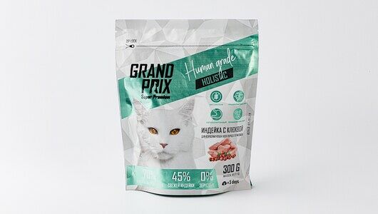 Корм сухой Grand Prix для взрослых кошек всех пород, индейка с клюквой, 300г