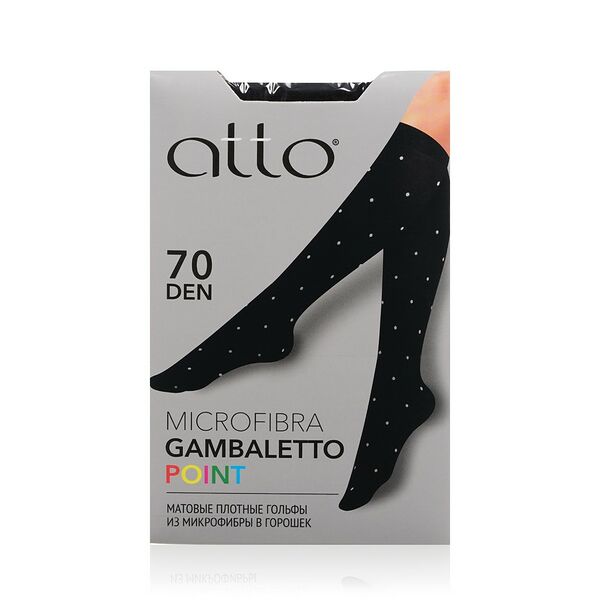 Женские плотные гольфы в горошек Atto Microfibra Gambaletto Point 70den Черный 1 пара