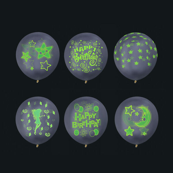 Набор воздушных шаров Капитан весельчак  с флуоресцентным покр. с рисунками, 3 шт  6 дизайнов