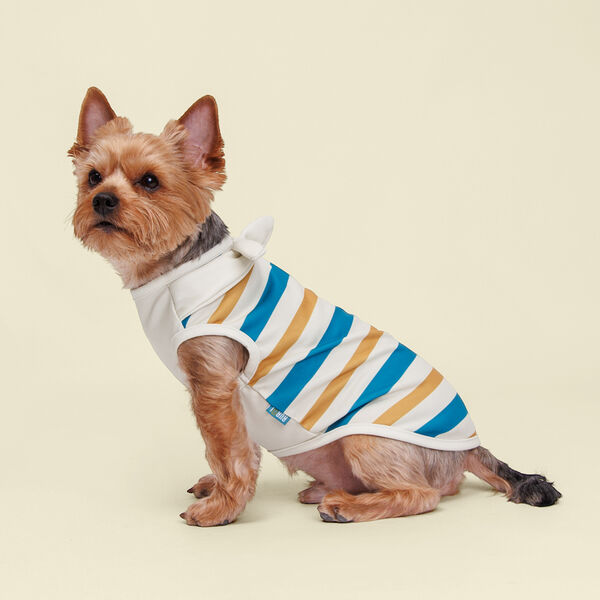 Майка песочно-синяя в полоску XS