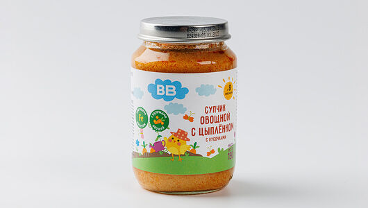 Супчик овощной с цыпленком, с кусочками