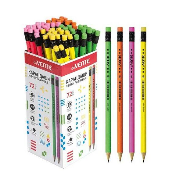 Карандаш чернографитный с ластиком Neon HB круглый корпус арт. 5032803 deVENTE