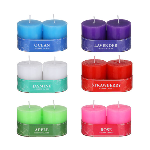 Ladecor набор свечей, 2 шт, 5x5 см, парафин, 6 цветов