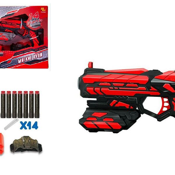 Бластер Abtoys Мегабластер красно-черный в наборе с аксессуарами и 14 мягкими пулями