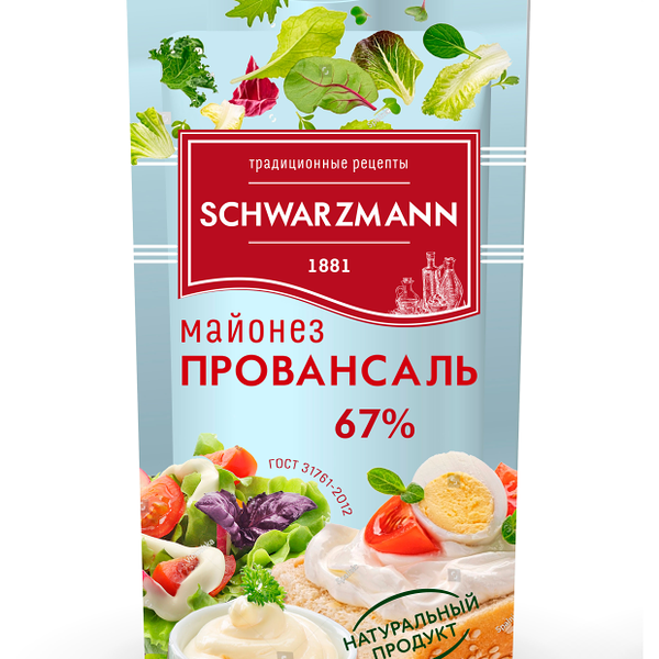Майонез SCHWARZMANN Провансаль 67% дой-пак 400г