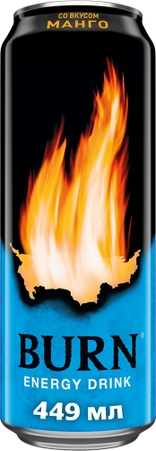 Напиток энергетический BURN Манго сильногазированный, 449мл