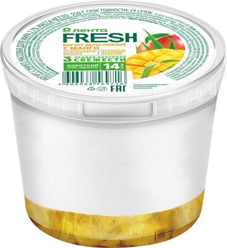

Йогурт ЛЕНТА FRESH с манго 2,7%, без змж, 350 г