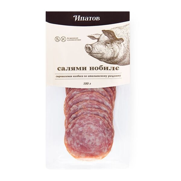 Колбаса Ипатов Салями Нобиле сыровяленая нарезка 100 г