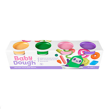 Тесто для лепки 1+, BabyDough, 4 цвета