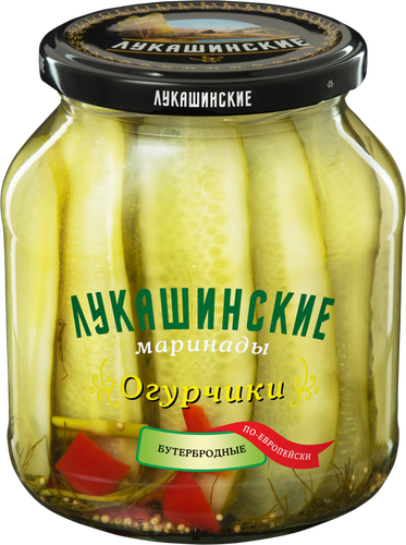 

Огурчики ЛУКАШИНСКИЕ По-европейски бутербродные, 670г