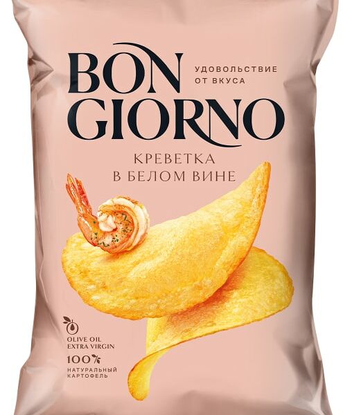 Чипсы Bon Giorno Креветка в белом вине 80г