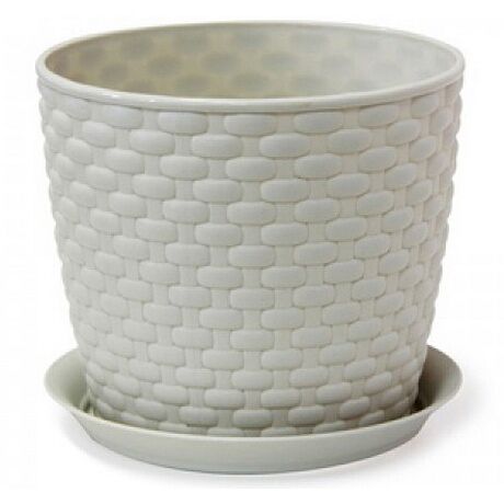Кашпо с поддоном Ротанг Idea цвет: белый, 13,5 см