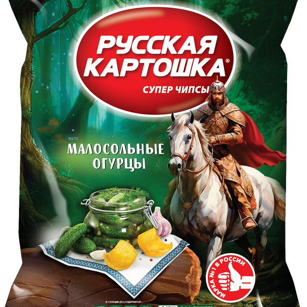 Чипсы картофельные Русская картошка со вкусом малосольных огурцов, 105г