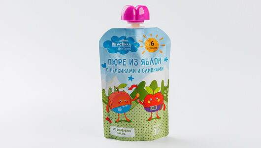 Пюре из яблок с персиками и сливками