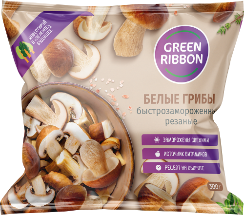 Грибы Green Ribbon Белые резаные быстрозамороженные