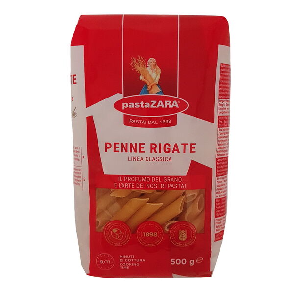Макаронные изделия грА из твердых сортов пшеницы Pasta Zara penne rigate 500г