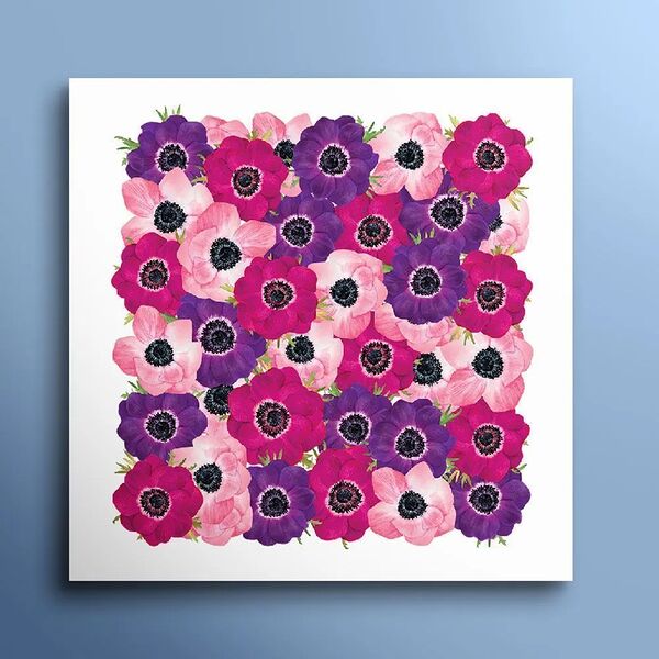 Открытка 8*8 см Анемоны