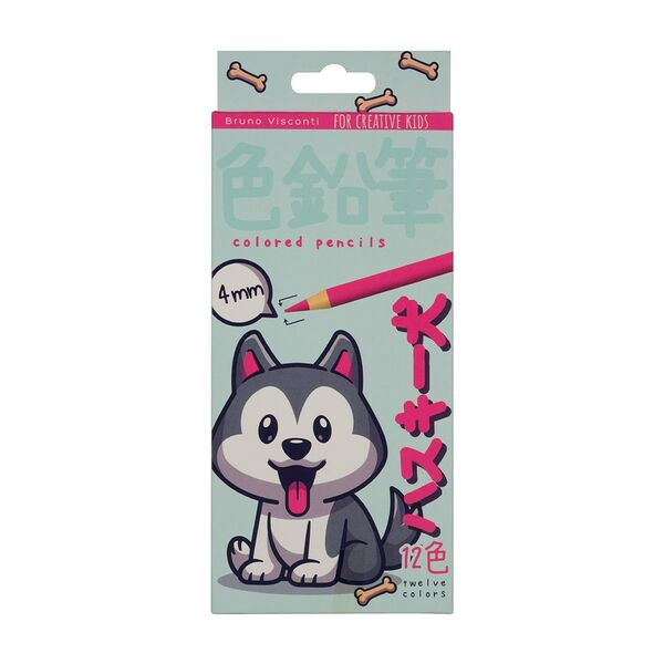 Карандаши цветные пластиковые Bruno Visconti Kawaii Animals в ассортименте, 12 цветов