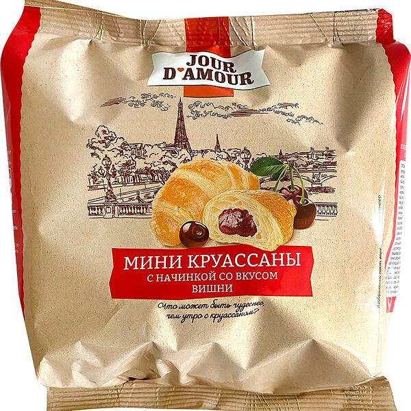 Круассаны Jour Damour мини вишня 200г.