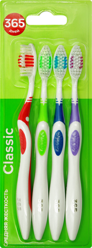 

Зубная щетка 365 ДНЕЙ Classic средней жесткости, 4шт