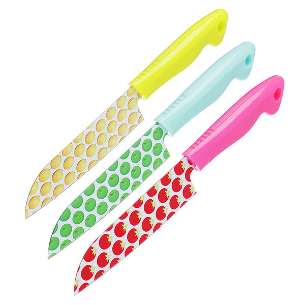 Нож с антиналипающим покрытием в чехле, 10 см, 3 цвета в ассортименте 1 шт.