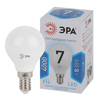 

Лампочка ЭРА LED smd P45-7w-840-E14 4000К