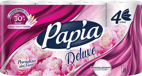 Туалетная бумага Papia Deluxe Paradiso dei Fiori 8 рулонов 4 слоя